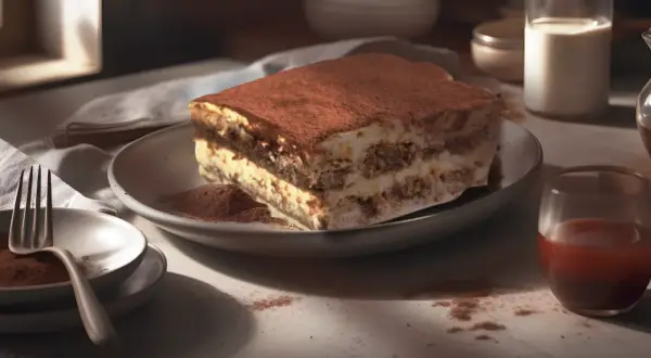 Un délicieux tiramisu, saupoudré de cacao, prêt à être dégusté. Une gourmandise qui rappelle les saveurs des tiramisu cookies.