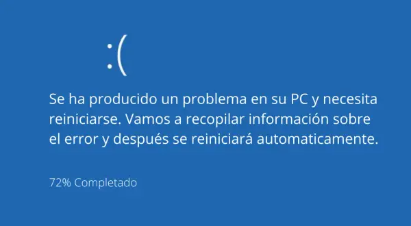 :( Pantalla azul de Windows. Error de descarga: 0x80248007. El PC se reiniciará. 72% completado.