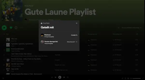 Gute Laune Playlist mit 80er-Hits, geteilt mit Freunden. Perfekt für gute Stimmung!