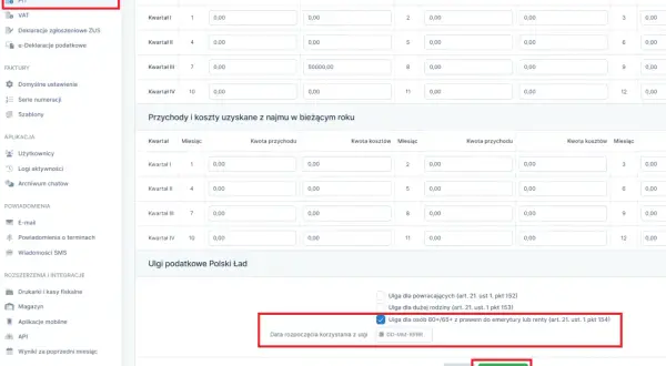Formularz PIT z zaznaczoną ulgą dla osób 60+/65+ z prawem do emerytury lub renty. Czy emerytura jest opodatkowana? Sprawdź w systemie.