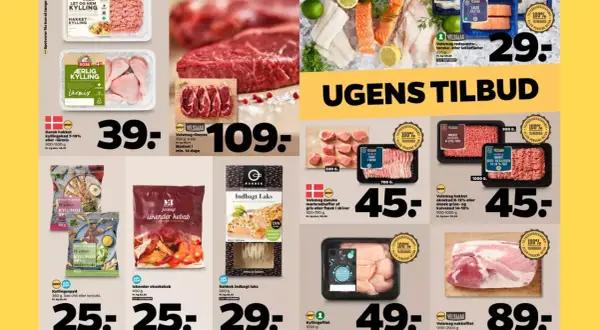 Ceny w Danii: świeże mięso i ryby w promocji. Kurczak, wołowina, wieprzowina, łosoś i kebab w atrakcyjnych cenach.