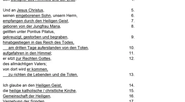 Das ist der Text des katholischen Glaubensbekenntnisses, beginnend mit "Ich glaube an Gott".