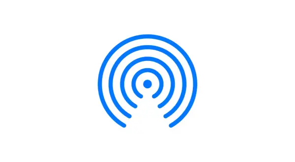 Ikona AirDrop. Symbolizuje bezprzewodowe udostępnianie plików. Airdrop co to? To funkcja Apple.