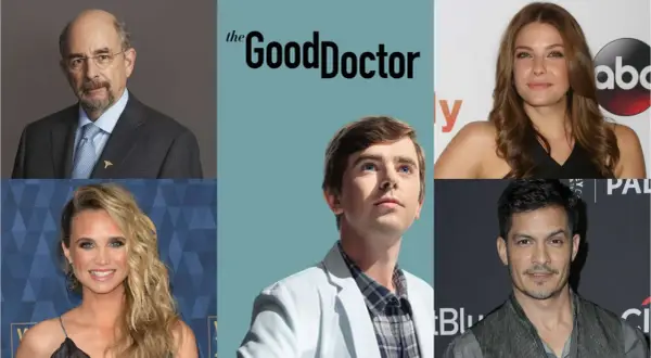 Die Hauptdarsteller der Serie "The Good Doctor": Freddie Highmore, Richard Schiff, Antonia Thomas, Will Yun Lee und Paige Spara.
