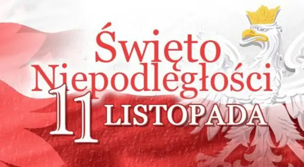 11 Listopada – Święto Niepodległości, dzień, kiedy Polska odzyskała wolność. Biały orzeł w koronie symbolizuje odrodzone państwo.