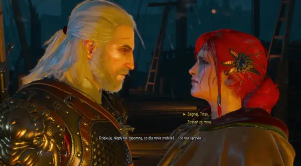 Geralt i Triss w Wiedzmin 3. Czy to teraz albo nigdy? Ich spojrzenia mówią wszystko.