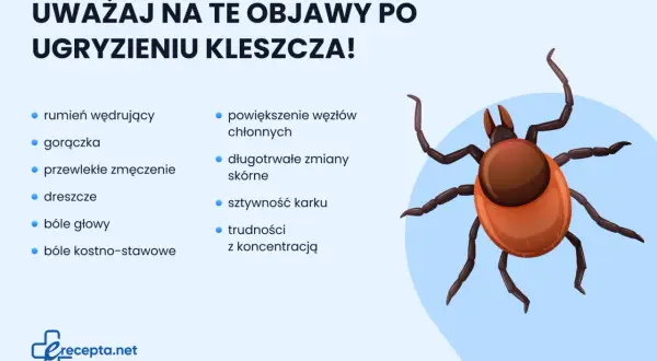 Objawy po ugryzieniu kleszcza: rumień, gorączka, zmęczenie, bóle głowy, powiększone węzły chłonne, sztywność karku. Zwróć uwagę na te symptomy.