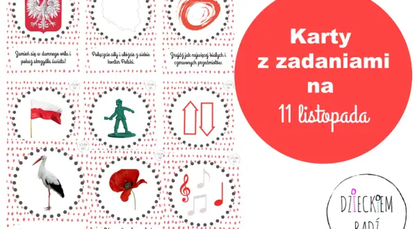 Karty pracy 11 listopada: orzeł, mapa Polski, żołnierz, bocian, mak, nuty. Zadania dla dzieci.