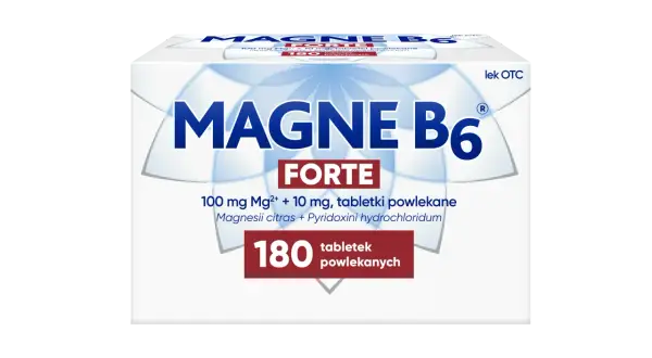 Opakowanie leku Magne B6 Forte 180 tabletek powlekanych.