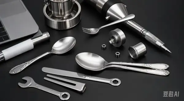 Utensili da cucina e strumenti in acciaio inossidabile, che illustrano il significato di questo materiale resistente e versatile.