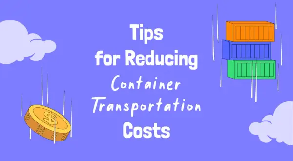 Tipps zur Reduzierung der Kosten für den Transport im Container. Ein fallendes Geldstück und gestapelte Container.