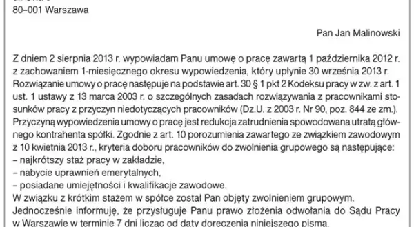 Redukcja zatrudnienia jako przyczyna wypowiedzenia - co musisz wiedzieć