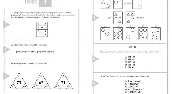Test 1: zagadka nie do rozwiązania z literami, słowami i liczbami.