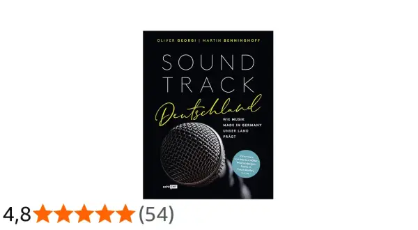 Buchcover "Soundtrack Deutschland" mit Mikrofon. Es geht um Musik, die unser Land prägt, von Country bis Rock.
