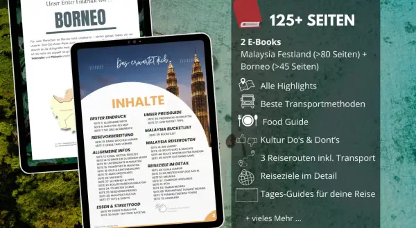 Umfassende Borneo Reisetipps: 2 E-Books, Routen, Highlights, Food Guide & mehr für deine Malaysia-Reise.