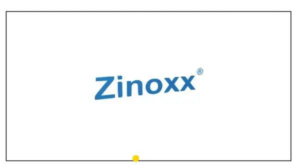 Niebieski napis Zinoxx z symbolem ® na białym tle.