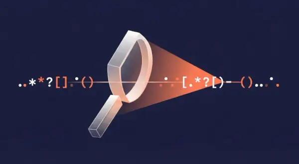 Une loupe analyse des symboles de code, comme un split Python.