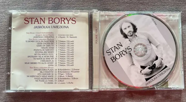 Stan Borys, "Jaskółka uwięziona" - okładka płyty CD z listą utworów i zdjęciem artysty.