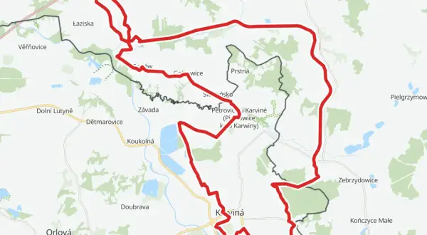 Mapa z zaznaczonymi trasami rowerowymi Małopolska, prowadzącymi przez malownicze tereny z licznymi miejscowościami.