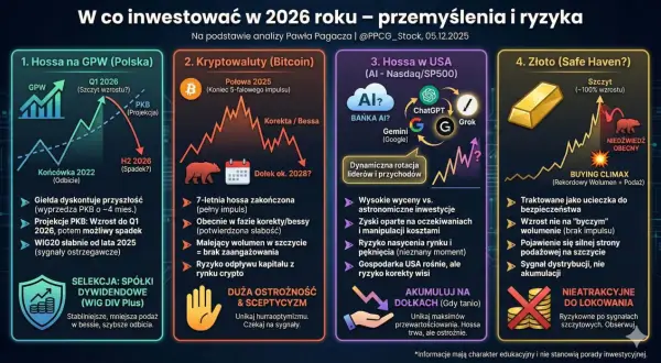 Analiza 2026: GPW, Bitcoin, USA (AI), Złoto. Czy warto inwestować w kryptowaluty? Ostrożność i sceptycyzm wskazane.