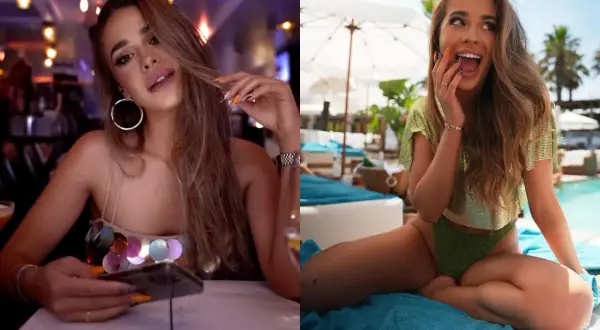 Kobieta w dwóch odsłonach: elegancka w restauracji i beztroska na plaży.
