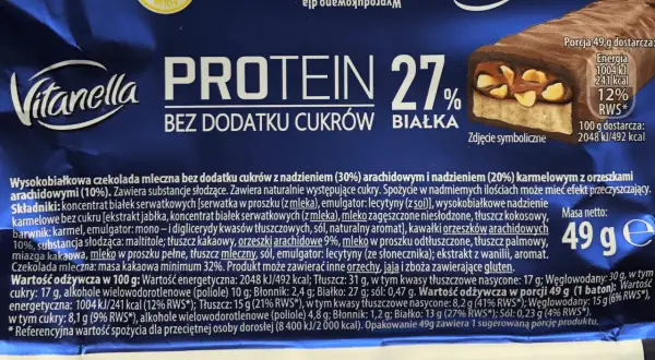 Wysokobiałkowa czekolada Vitanella Protein 27% bez dodatku cukru. Czy ciastka Belvita można jeść na diecie? Ta wersja jest bez cukru, z orzeszkami.