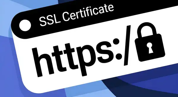 SSL Certificate: https:// z kłódką, symbol bezpieczeństwa strony.