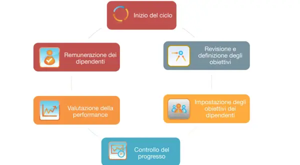 Ciclo di gestione per obiettivi (MBO): inizio, definizione obiettivi, impostazione, controllo progressi, valutazione performance e remunerazione. Esempi pratici.