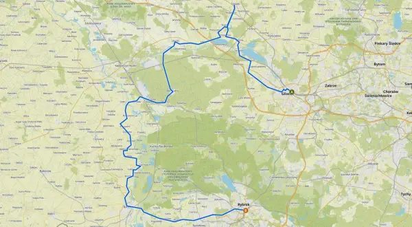 Trasy rowerowe Gliwice i okolice. Mapa pokazuje sieć dróg i ścieżek rowerowych, idealnych do odkrywania piękna regionu.