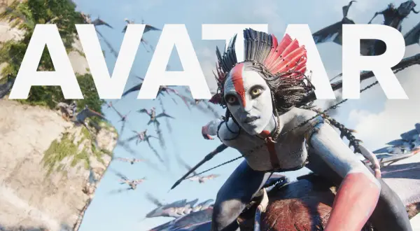 En Na'vi-krigare med fjädrar i håret flyger på ett bevingat djur. Bakom henne syns klippor och fler flygande varelser. Hur många avatar filmer finns det?