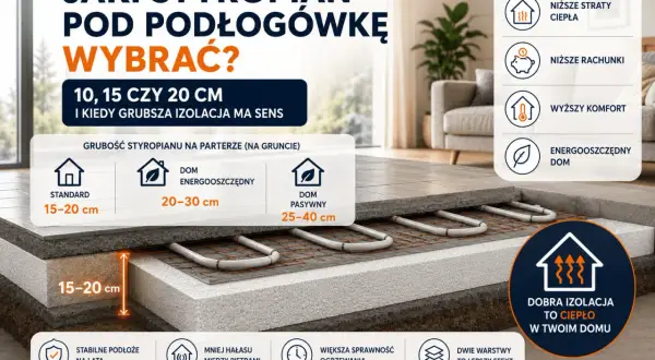 Wybór grubości styropianu pod ogrzewanie podłogowe: 10, 15 czy 20 cm? Dowiedz się, kiedy grubsza izolacja ma sens dla komfortu i oszczędności.