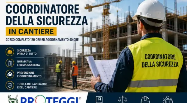 Corso Coordinatore della Sicurezza in cantiere: 120 ore + 40 ore di aggiornamento. Evita l'aggiornamento coordinatore sicurezza scaduto con formazione qualificata.