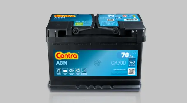 Akumulator Centra AGM 70Ah 760A, z technologią Absorbent Glass Mat, idealny do aut z systemem Start-Stop.