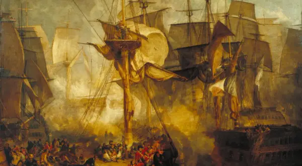 Kaos och dramatik till sjöss under slaget vid Trafalgar. Segel, master och soldater i strid.