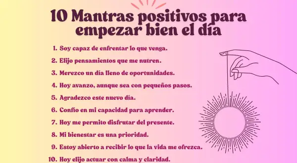 10 mantras poderosos en español para empezar el día con energía positiva. Afirmaciones para la confianza, gratitud y bienestar.