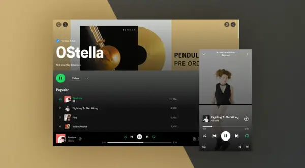 Spotify artist page for ØStella, showing popular tracks like "Fighting To Get Along." This is how to release a single.