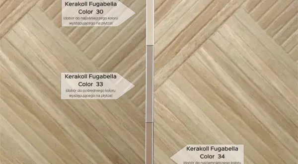 Jasne płytki z fugą Kerakoll Fugabella Color 30, 33 i 34. Idealna fuga do jasnych płytek, dopasowana do odcieni.