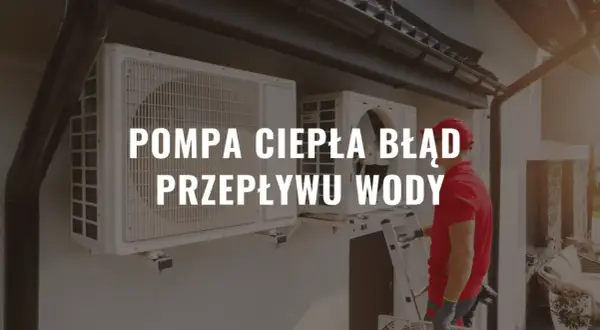 Pompa ciepła Atlantic błąd 370 - przepływu wody. Technik w czerwonej koszulce sprawdza jednostkę zewnętrzną.