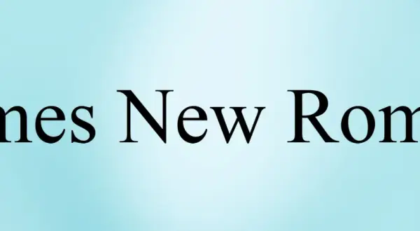 Napis "Times New Roman" w czarnej czcionce na jasnoniebieskim tle.