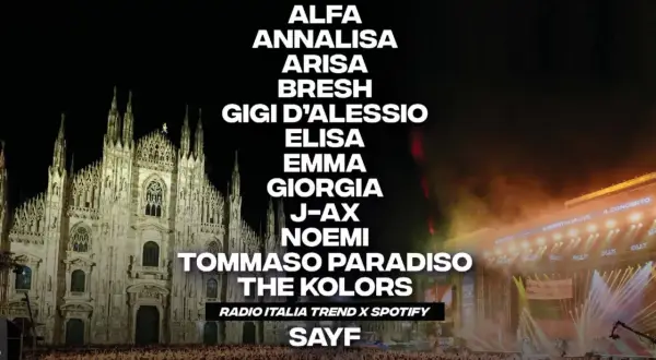 Concerto a Milano con i cantanti di Milano: Alfa, Annalisa, Arisa, Bresh, Gigi D'Alessio, Elisa, Emma, Giorgia, J-Ax, Noemi, Tommaso Paradiso, The Kolors.