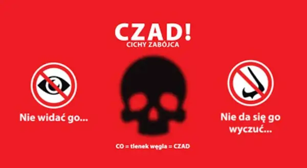 Czad to cichy zabójca. Nie widać go, nie da się go wyczuć. Uważaj na tlenek węgla!