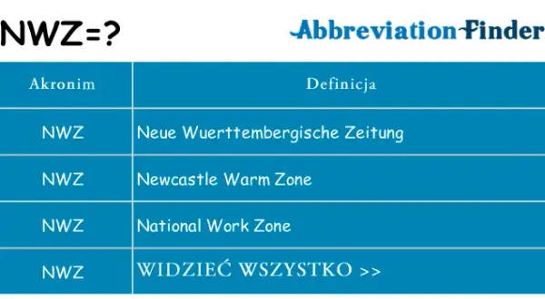 Co to znaczy NWZ? Definicja i dokładne wyjaśnienie tego pojęcia