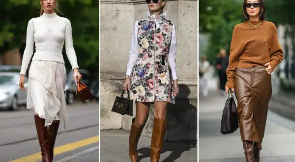 Ispirazione su come abbinare stivali marroni scamosciati con look eleganti e casual.