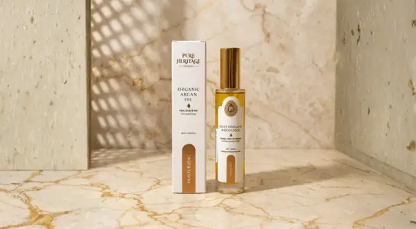 Aceite de argán orgánico Pure Heritage, ideal para rostro, cuerpo y cabello. Aunque el aceite de argán caduca, este producto de origen marroquí es perfecto para hidratar.