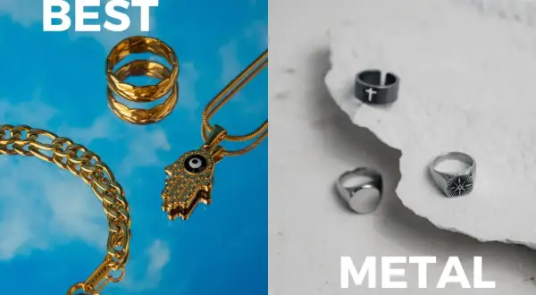 Oro y plata: anillos, pulsera y colgante. La fabricacion de joyas de alta calidad.