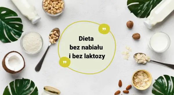 Dieta bez nabiału i laktozy to zdrowy wybór. Na zdjęciu: mleko roślinne, orzechy, wiórki kokosowe, migdały, orzechy nerkowca.