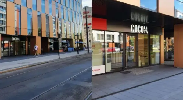 Nowoczesny budynek z witryną sklepu Cocolita. Pozytywne cocolita opinie zachęcają do odwiedzin.