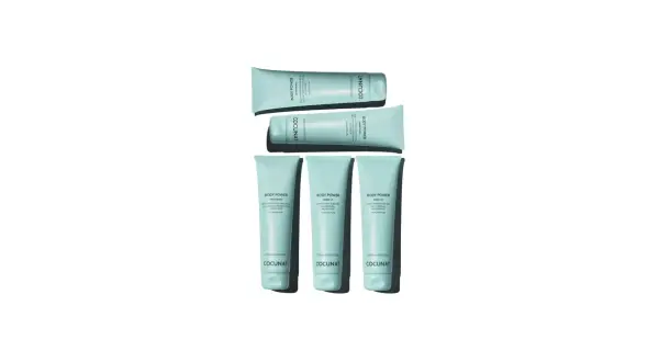 Cinco tubos de gel "Body Power" de Cocunat, dos apilados y tres en fila, listos para potenciar tu figura.