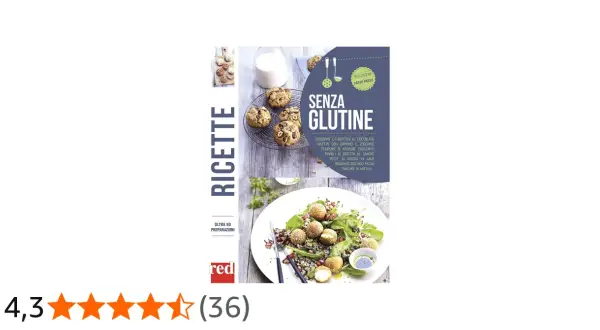 Copertina di libro con ricette senza glutine facili: biscotti, insalata e altri piatti.