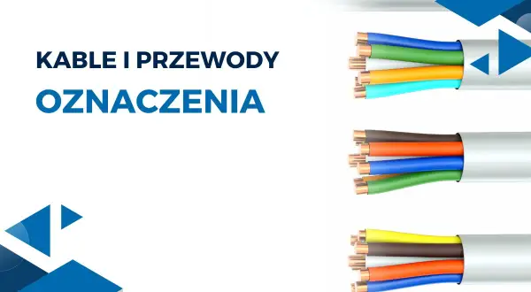 Różne rodzaje przewodów elektrycznych z kolorowymi żyłami, pokazujące ich oznaczenia.